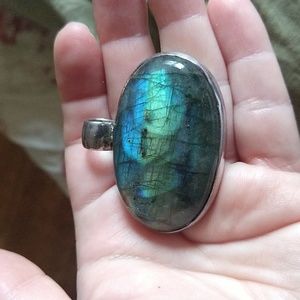 Huge labradorite sterling silver 925 pendant charm vintage